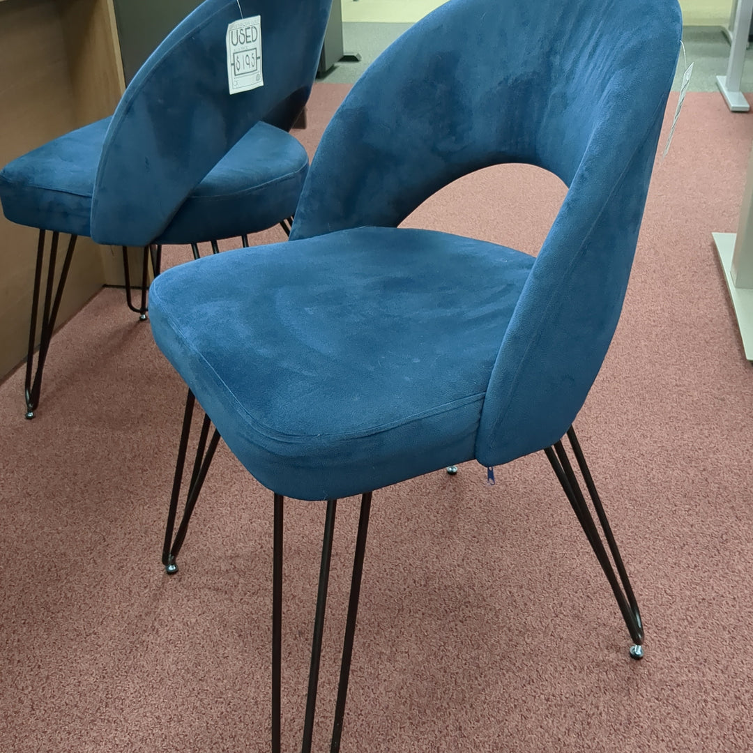 Used Modern Blue Velvet Armless Guest Chair - Product Photo 1 