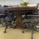 Solid wood trestle base conference table made in india