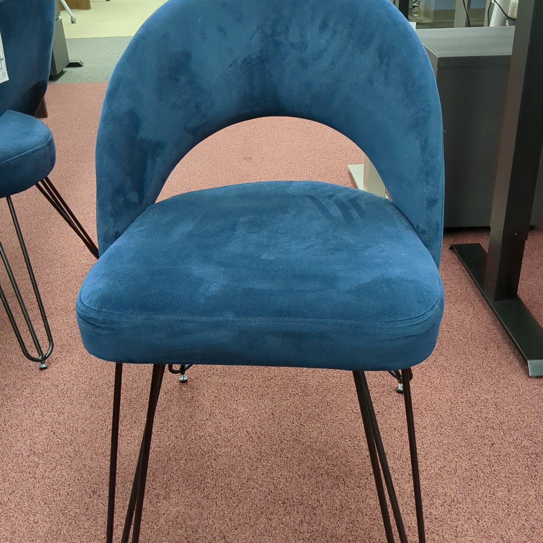 Used Modern Blue Velvet Armless Guest Chair - Product Photo 2