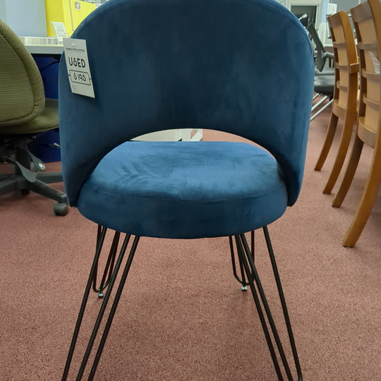 Used Modern Blue Velvet Armless Guest Chair - Product Photo 5