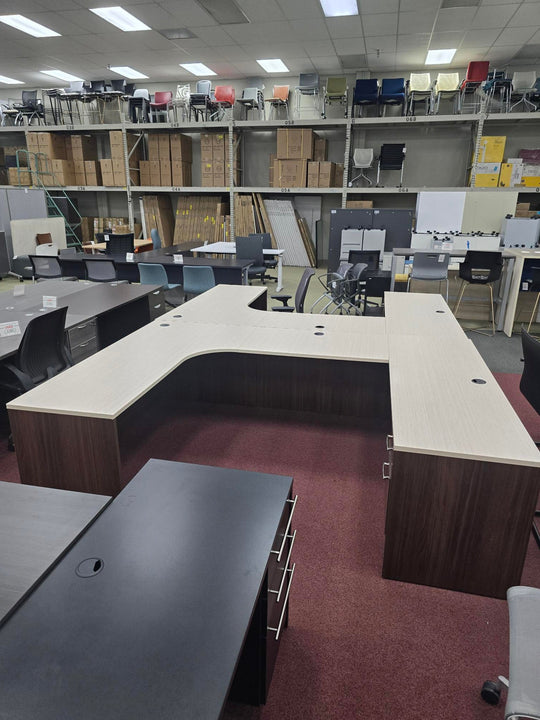 Pre-Owned U- Shape Office Desk 102" x 72" with Hanging Pedestal $795