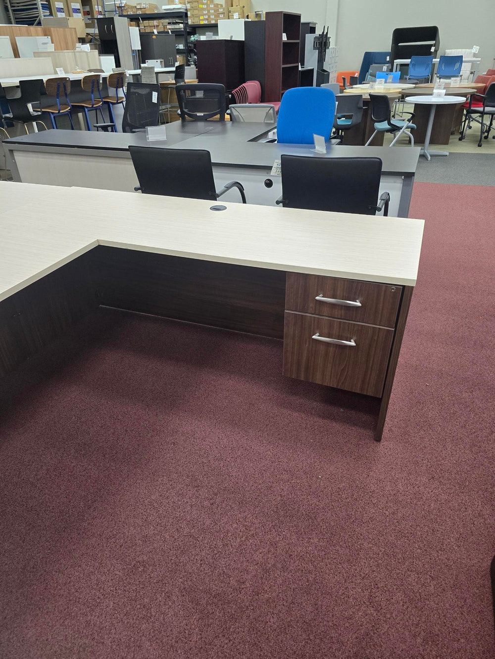 Pre-Owned U- Shape Office Desk 102" x 72" with Hanging Pedestal $795