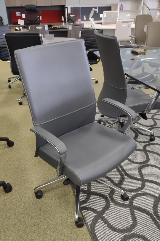 Gray Leather Conference Chair - Product Photo 1