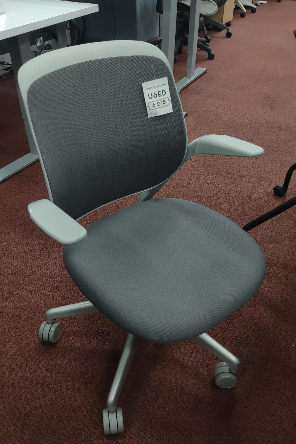 USED Steelcase Cobi Office Chair - Arms with Soft Arm Caps, white Frame, and Fabric Seat