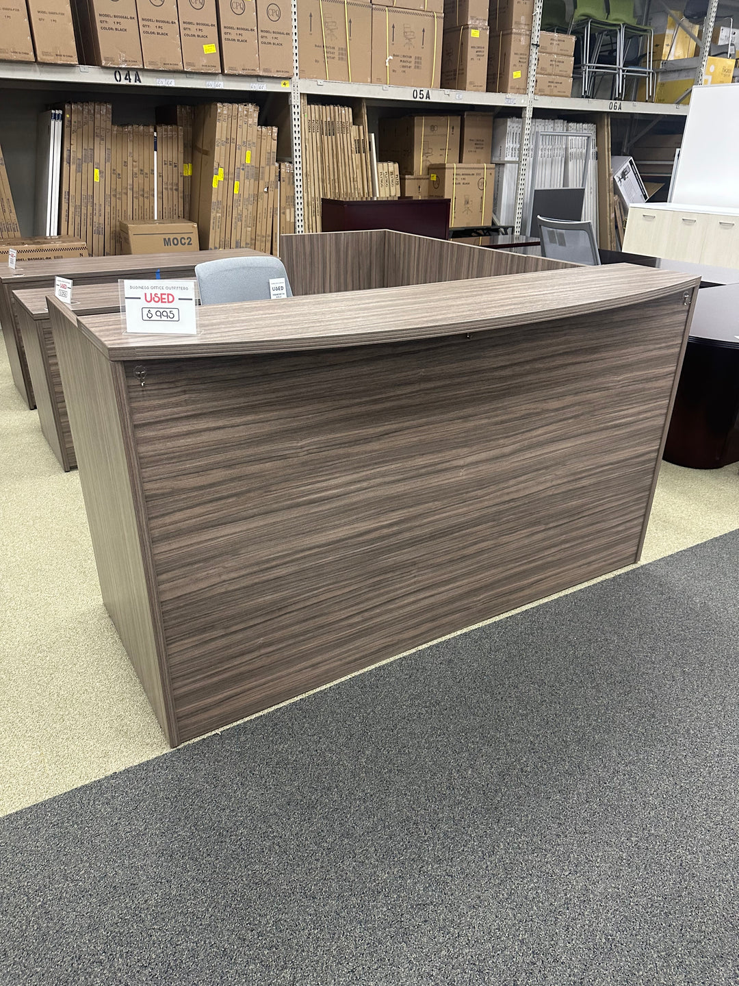 OSP Slate grey L shape reception with 2 sets of drawers