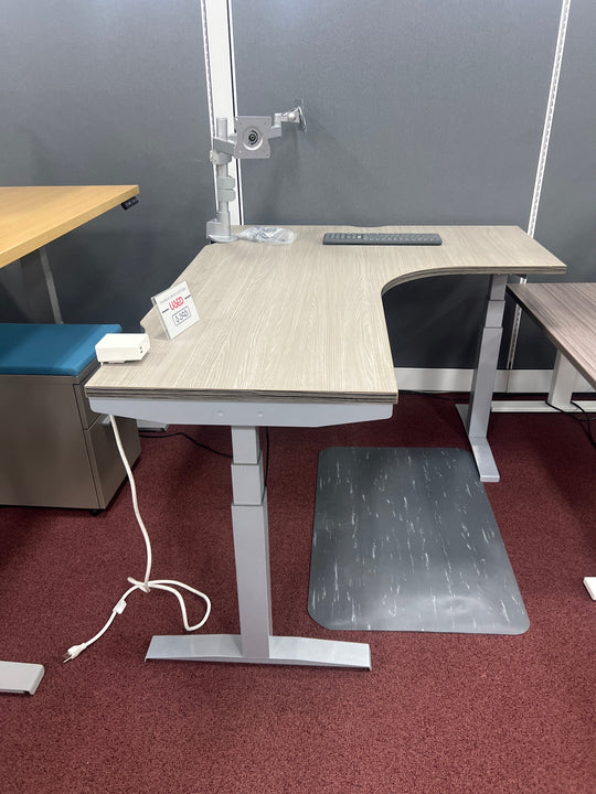 USED L Shape Gray Sit-Stand Desk