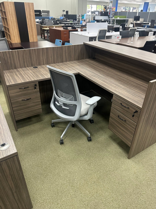 OSP Slate grey L shape reception with 2 sets of drawers