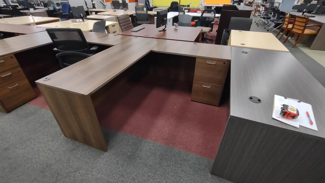 USED Maverick L-Shape African Walnut Desk - Product Photo 1