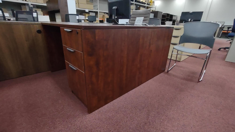USED Dark Walnut Desk with Pedestal - Product Photo 2
