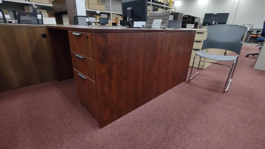 USED Dark Walnut Desk with Pedestal - Product Photo 2