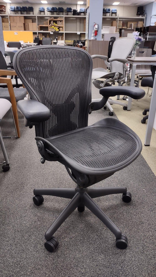 USED Herman Miller Aeron Black Chairs in San Diego showroom