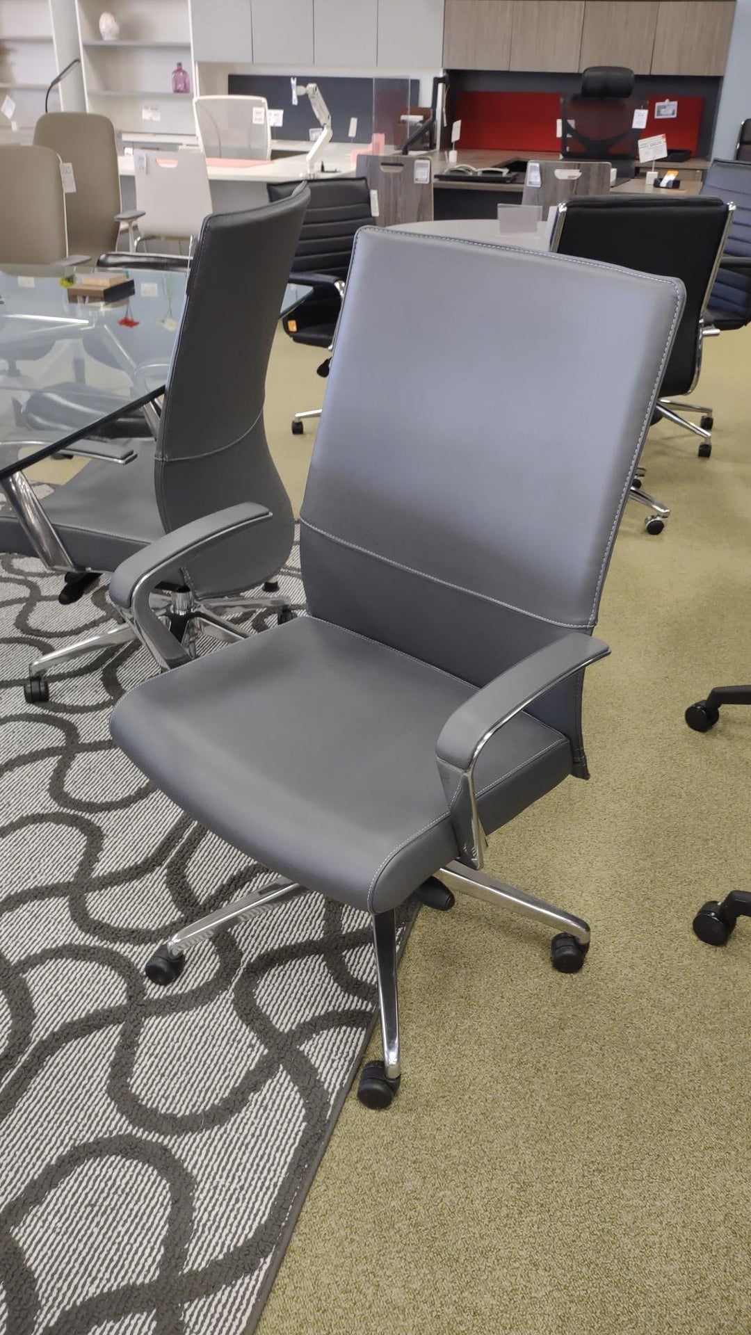Gray Leather Conference Chair - Product Photo 2
