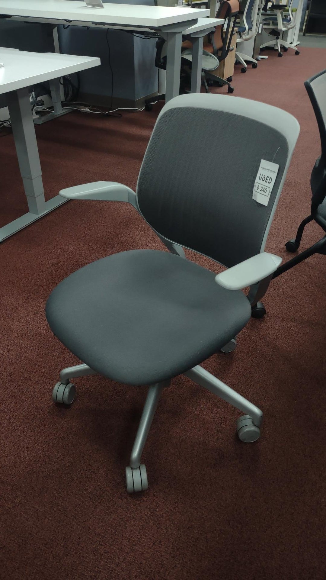 USED Steelcase Cobi Office Chair - Arms with Soft Arm Caps, white Frame, and Fabric Seat