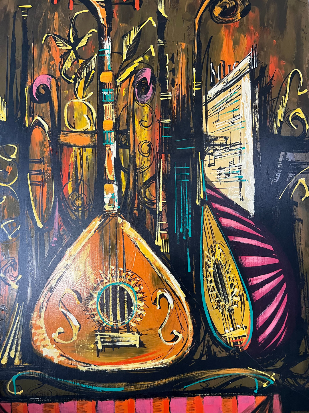 Warm Color Guitar Painting - Image 1